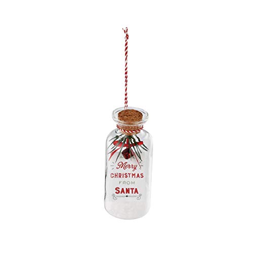 DEMDACO Message in a Bottle from Santa 1.5 x 3.5 Inch Glass Hanging Christmas Tree Ornament