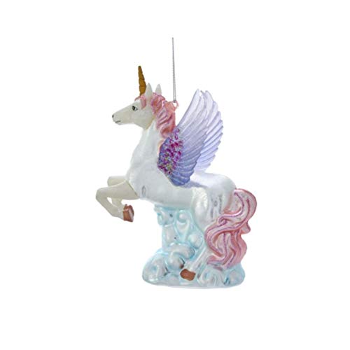 Kurt-Adler Glass Ornament with S-Hook and Gift Box, Animal Collection (Winged Unicorn, Purple Wings, NB1463)
