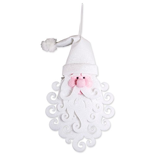 DII Large Hanging Santa with White Hat, Glittering From Hat to Beard for Holiday Door & Wall Decoration, Enhance Your Décor for Home, School, Office, or Party (17L x 27.5″H)