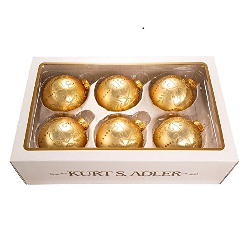 Kurt Adler Set of 6 Gold Glass Ornaments