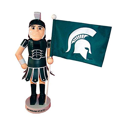 Santa’s Workshop 12″ Michigan State Mascot & Flag Nutcracker (Resin & Wood)