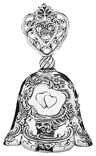 Intricate Vintage Look Hearts Silvertone Make-Up Bell
