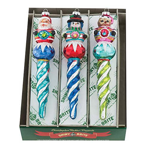Shiny Brite Christmas Confetti 7″ Figure Icicles Santa Snowman Ornaments