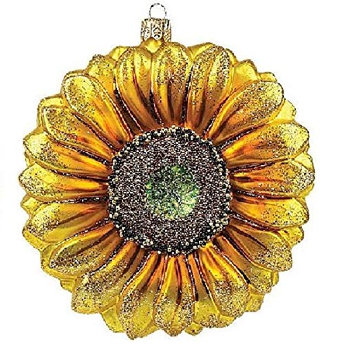 Pinnacle Peak Trading Company Sunflower Polish Glass Christmas Ornament Made in Poland Decoration