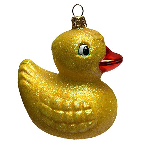 Pinnacle Peak Trading Company Rubber Ducky Polish Glass Christmas Tree Ornament Made in Poland Duck Baby Toy