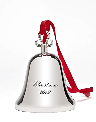 Klikel 2019 Christmas Bell | Holiday Tree Ornament Decoration | with Red Tie Hanging Ribbon | Engraved Christmas 2019 | 6th Annual Edition