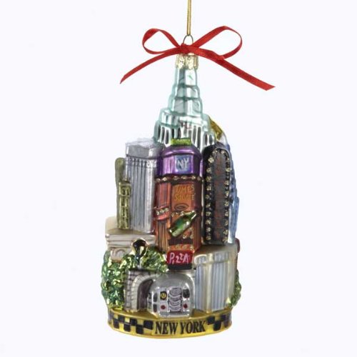 Kurt Adler Noble Gems New York City Glass Cityscape Christmas Ornament C4055 Decoration New