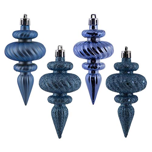 Vickerman 569283-4″ Periwinkle 4 Assorted Finish Finial Christmas Tree Ornament (8 pack) (N500029)