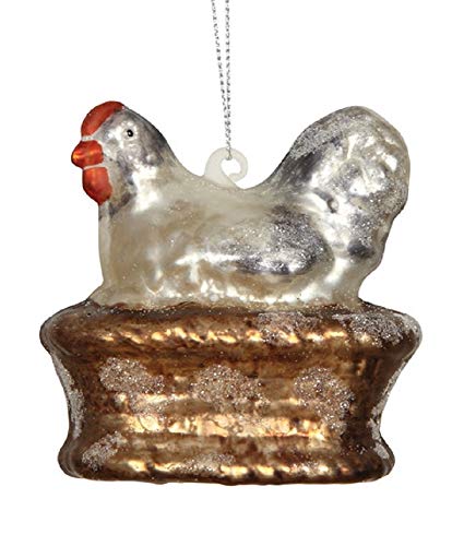 Creative Co-op Nesting Hen Hand Painted Farmhouse Hanging Ornament