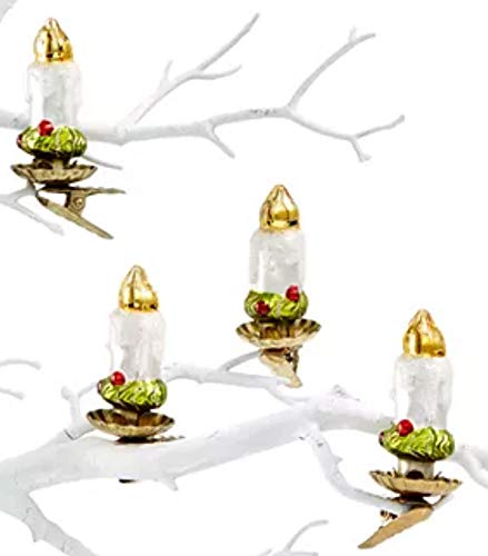 Holiday Lane Glass Candle Ornaments with Clips, Set of 4