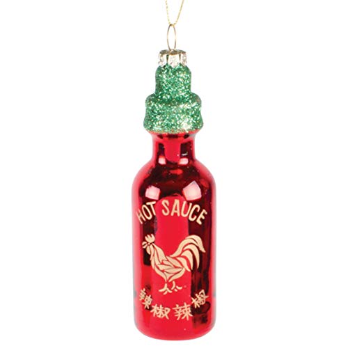 8 Oak Lane Red Hot Sauce Bottle 5 inch Glass Decorative Hanging Ornament