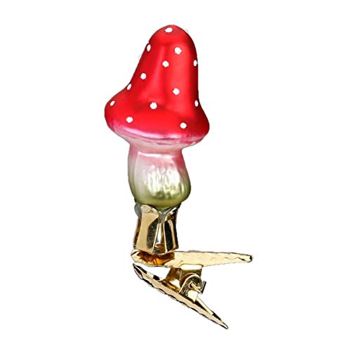 Inge-glas Clip-On Mushroom Mini Tall Hat 10204S018 German Glass Christmas ORN