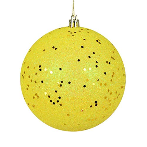 Vickerman 624135-4″ Yellow Sequin Ball Christmas Tree Ornament (6 pack) (N591078DQ)