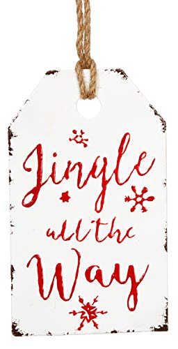 RAZ Imports Vintage Metal Enamel Gift Tag Holiday Ornament 12-in (Jingle All The Way)
