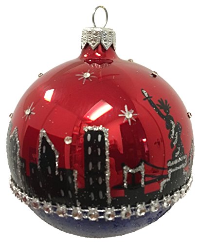 Pinnacle Peak Trading Company New York City NYC Skyline on Ball Polish Glass Christmas Tree Ornament Travel