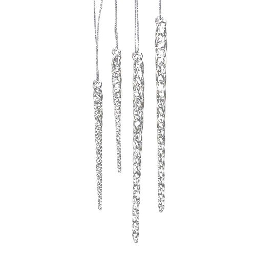 Kurt Adler 3-1/2-Inch-5-1/2-Inch Clear Glass Icicle Ornament Set of 24 Pieces (3 Pack, Clear)