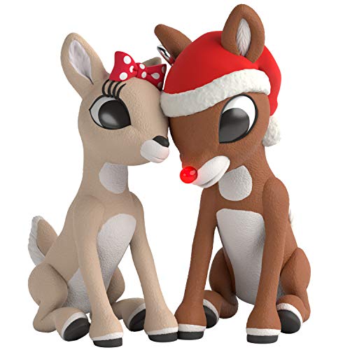 Hallmark Keepsake Christmas 2019 Year Dated Red-Nosed Reindeer Rudolph and Clarice Ornament with Light
