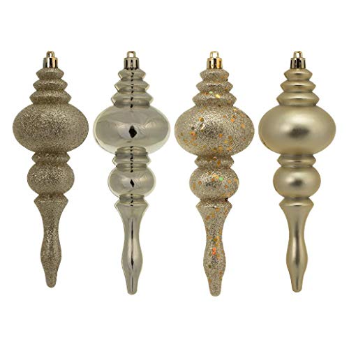 Vickerman 397787-7″ Champagne 4 Assorted Finish Finial Christmas Tree Ornament (8 pack) (N500238)