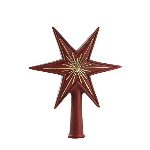 Marolin 5.5″ German Paper Mache Christmas Tree Topper Little Star Red Gold