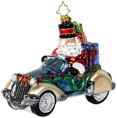 Christopher Radko Retro Roadster Santa Claus Christmas Ornament