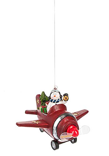 Ganz Snowman in Airplane Light Up Ornament Standard