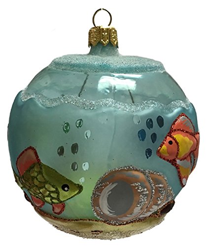 Pinnacle Peak Trading Company Aquarium Fish Bowl Round Ball Polish Glass Christmas Tree Ornament Made Poland