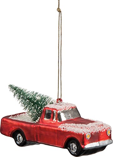 Primitives By Kathy 4.25 Inches Long Glass Truck hanging Ornament