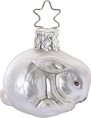 Inge-Glas Little Snow Bunny White Matte 10193S019 German Glass Christmas ORN