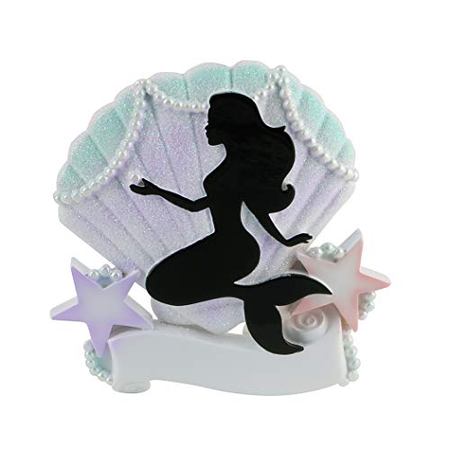 Personalized Mermaid Silhouette Christmas Tree Ornament 2019 – Beautiful Glitter Lilac Girl Star Shell Pearl Woman Under-Water Fairy-Tale Aquatic Female Crown Wand Gift Year – Free Customization