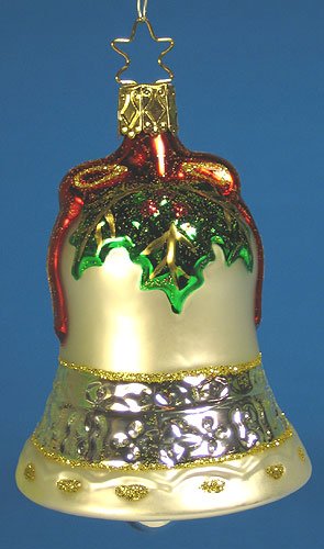 Inge-Glas Holly Bow Bell Ornament Made in Germany