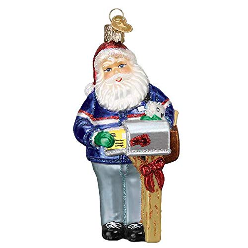 Old World Christmas Glass Blown Ornament with S-Hook and Gift Box, Holiday Collection (Postman Santa, 40308)