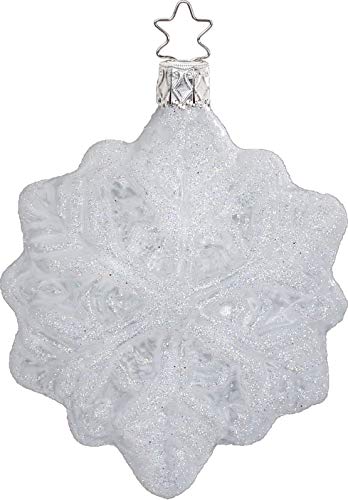 Inge-Glas Snowflake White Semi-Translucent 10110S019 German Glass Christmas ORN