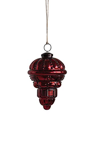 Creative Co-op Red Finial Glass Ornament