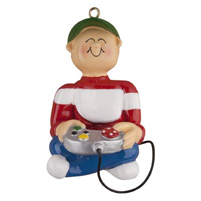 Male Video Game Player Personalized Christmas Tree Ornament