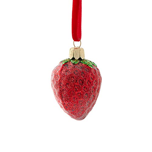 Candy Red Strawberry 2 inch Glass Decorative Christmas Ornament