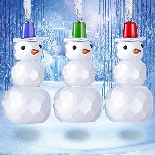 Set of 3 Hanging Christmas Ornaments Crystal Glass Snowman Sculputure Collection