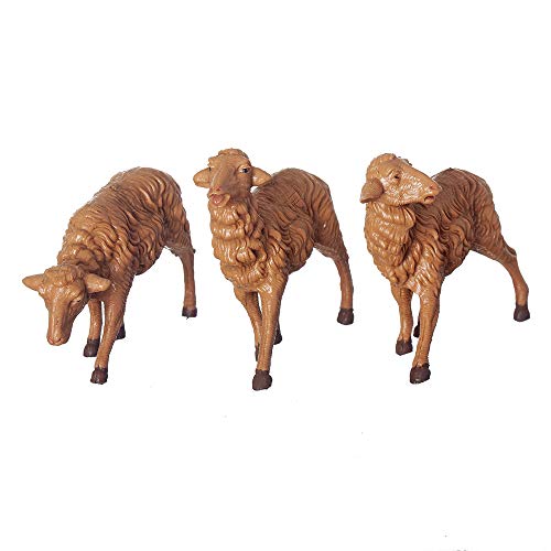 Fontanini, Nativity Figure, 3-pc Brown Sheep Set, 7.5″ Scale, Collection, Handmade in Italy, Designed and Manufactured in Tuscany, Polymer, Hand Painted, Italian, Detailed