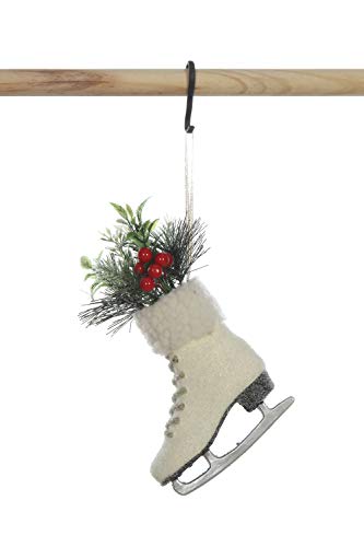 Creative Co-op Paper Pulp Ice Skate Ornament, White
