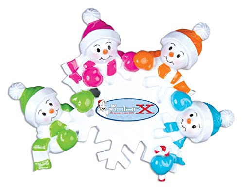 Polar X Falling Snowmen Family of 4 Personalized Christmas Ornaments (Family Series)