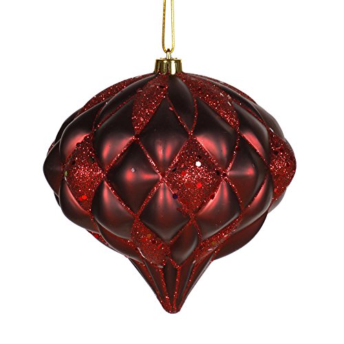 Vickerman Onion Diamond Ornament, 5.7″, Burgundy