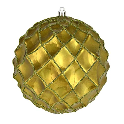 Vickerman 598061-4″ Olive Shiny Form Ball Christmas Tree Ornament (6 pack) (N192014D)