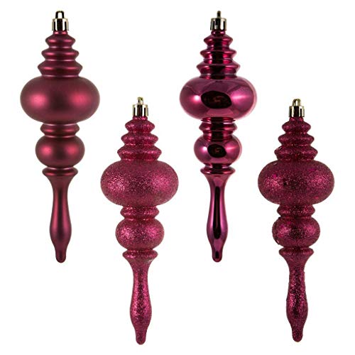 Vickerman 569375-7″ Berry Red 4 Assorted Finish Finial Christmas Tree Ornament (8 pack) (N500221)