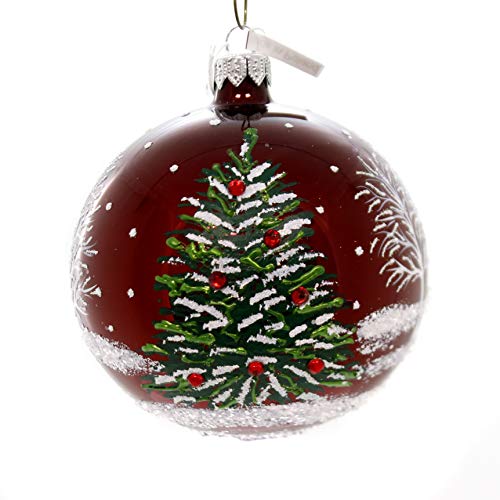 Christina’s World Holiday Trees ON Ruby RED Glass Hand Painted Win723
