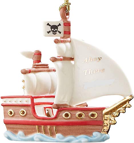 Lenox My Pirate Ship Porcelain Ornament AHOY There 24 k Gold New in Box