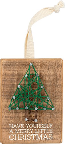 Primitives by Kathy 3 Inches x 4 Inches Fabric Metal Wood String Art – Merry Little Decorative Hanging Ornaments