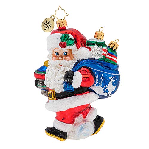 Christopher Radko Hand-Crafted European Glass Christmas Decorative Figural Ornament, Santa’s Shiny Brite Collection!