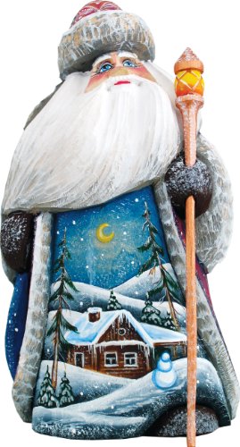 G. Debrekht Winter House Sant a Figurine, Woodcarved, Hand-Painted, 7-1/4-Inch Tall, Limited Edition of 300