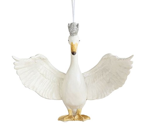 Creative Co-op Majestic Swan with Crown Hanging Resin Ornament