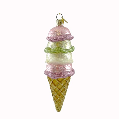 Noble Gems ICE CREAM CONE SCOOPS Glass Ornament Christmas NB0367