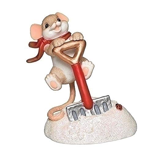 Roman 3 Inches Snow Showvel Mouse Figurine